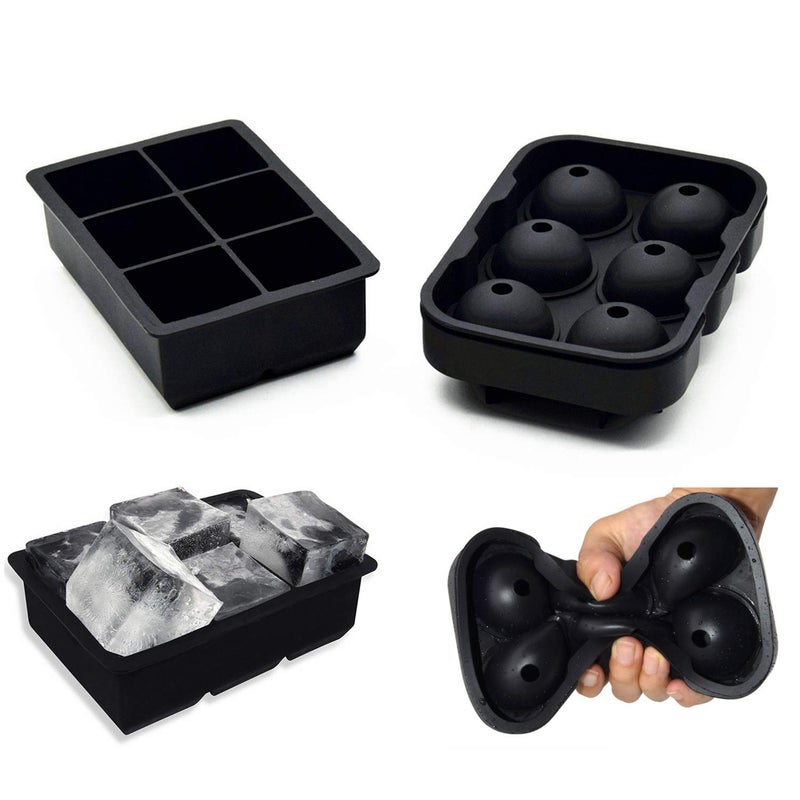 Helpcook Ice Cube trays(set of 2), Silicone Sphere Ice Ball Maker with Lid and Large Square Ice Cube Molds for Whiskey Ice and Cocktails, Food Grade Silicone, Reusable and BPA-Free - Image 5